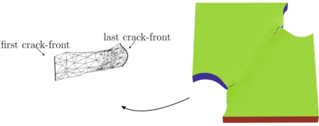 Figure 2.4: Crack surface corresponding to the bottom notch of a double notched specimen