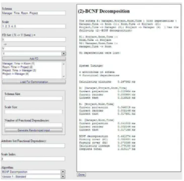 Fig. 7. BCNF example in GUI.
