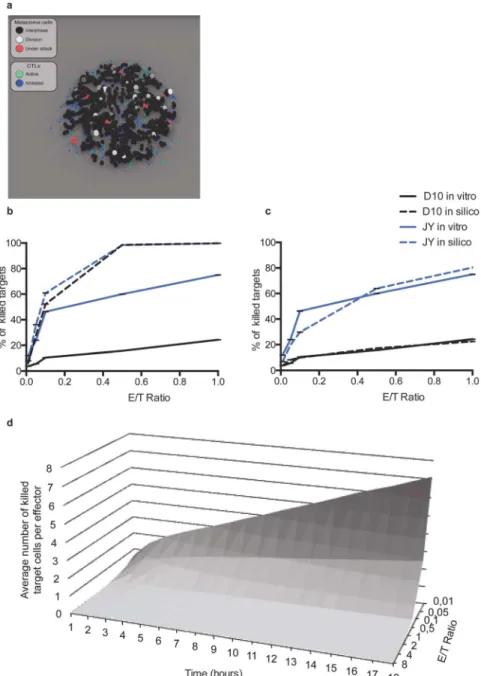 Figure 2.   Simulation of killing assays and detailed temporal analysis of per capita killing eﬃcacy using  an agent-based model