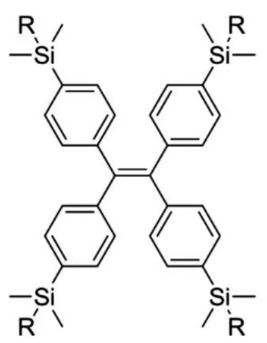Figure 2.6. Chemical structures of TPE derivatives (R = n-octadecyl, n-octyl and methyl)