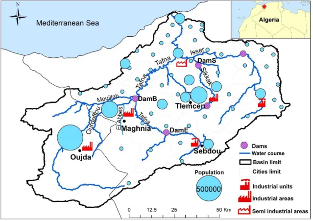 Figure 11 : Carte du taux de population des agglomérations dans le bassin versant de la Tafna