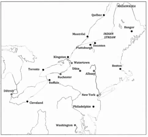 Figure 2.1 :  Frontière  des  États-Unis et  des  colonies  britanniques d ' Amérique  du  Nord  ---......_  MADAWASfA  Qu é bec  •  / /   Mo»  