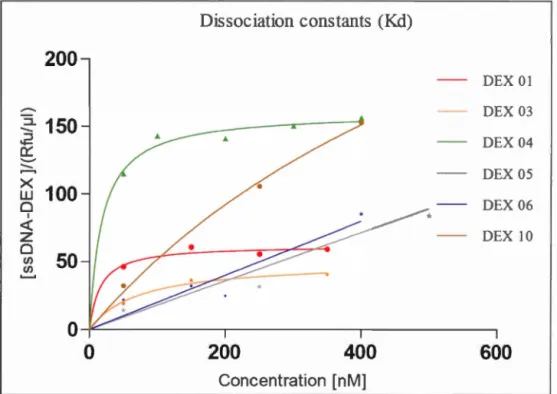 Figure  4.3:  D éte rmination  d e  la  constante  d ' a ffini té  K  d  d e  l a  li aison  d es 