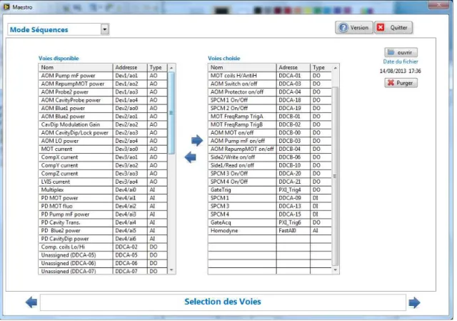 Figure 4.5: Channel selection. Channels are selected by name, associated with a