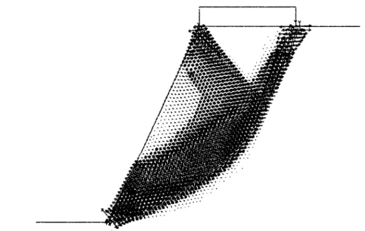 Figure 3-38. Vitesses de déformation pour le cas d'une fondation en bord de talus  (deuxième maillage) 