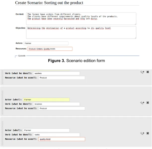 Figure 3. Scenario edition form 