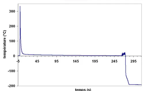 Figure 64 : évolution de la température lors de la coulée d’un échantillon de DSC. 