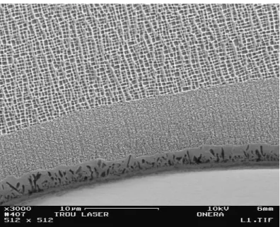 Fig. 3.33 – Zone de d´epl´etion au bord d’une des perforations laser constituant le r´eseau de trou.