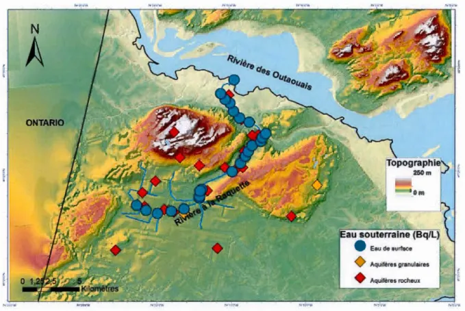 Figure  2:  Localisation de s  puits et des  stations  d'échantillonnage- région Vaudreuil-Soulanges 