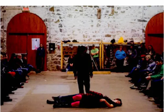 Figure 2:  Francis  O'Shaughnessy ,  Pain  of the others,  Art  Nomade,  rencontre  internationale d'art performance de Chicoutimi, Saguenay, 2009
