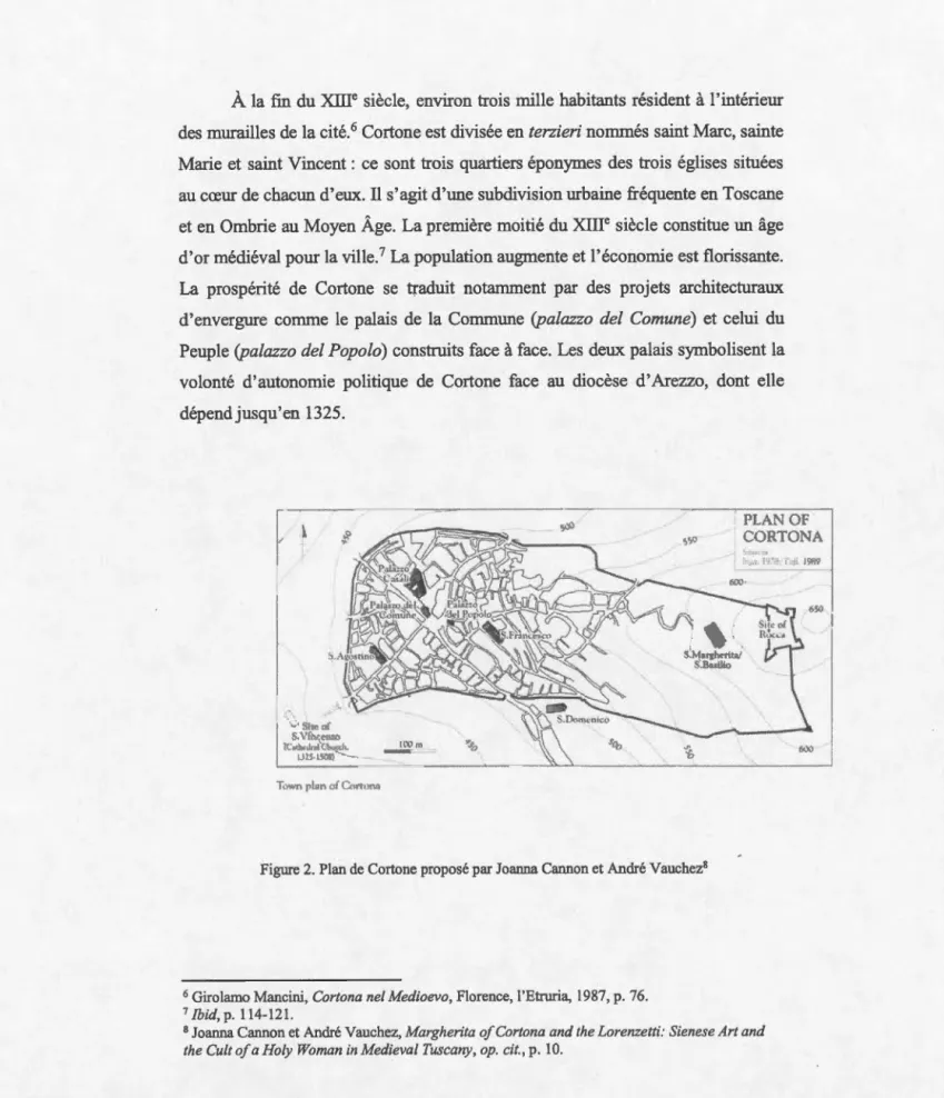 Figure 2.  Plan de Cortone proposé par Joanna Cannon et André Vauchez 8 