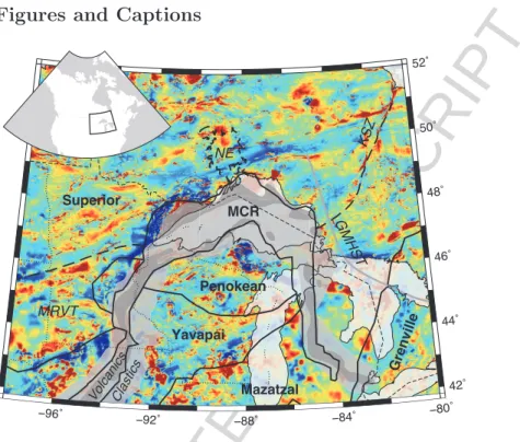 Figure 1: Geologic setting of this study, overlain on a map of magnetic anomalies (North American Magnetic Anomaly Group, 2002)