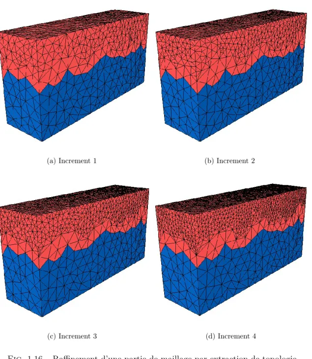 Fig. 1.16 – Raffinement d’une partie de maillage par extraction de topologie