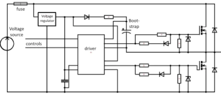 Figure 8. Schematic of the half-bridge buck converter.