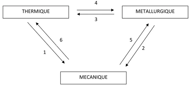 Figure 6 : représentation schématique des interactions croisées lors d’un procédé de  solidification 