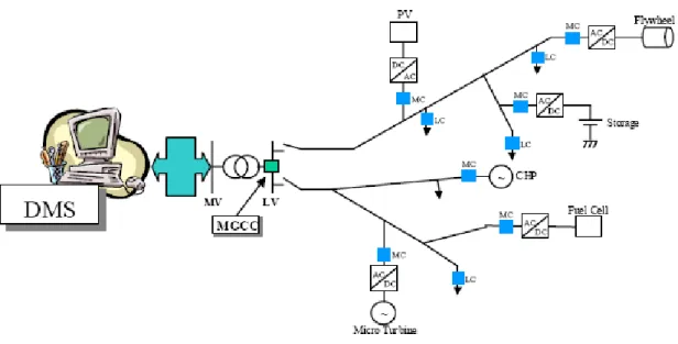 FIGURE 2.2: Schematic presentation of a possible microgrid configuration as proposed in [1].