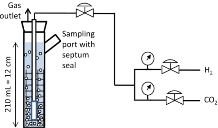 Fig. 1. Scheme of the gas/liquid contactors (GLC) and experimental set-up.