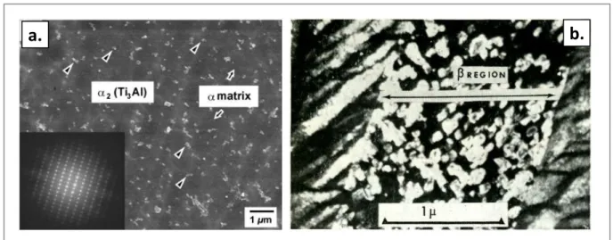 Figure 2-14 : (a.) Micrographie réalisée au MET présentant des précipités nanométriques de phase 
