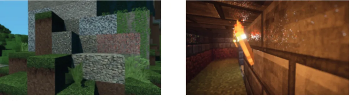 Figure 4.4 – Exemple de modifications de la qualité visuelle de Minecraft.