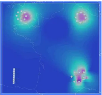 Figure 3.21: Map of Lyapunov exponents for four artificial traffic situations.