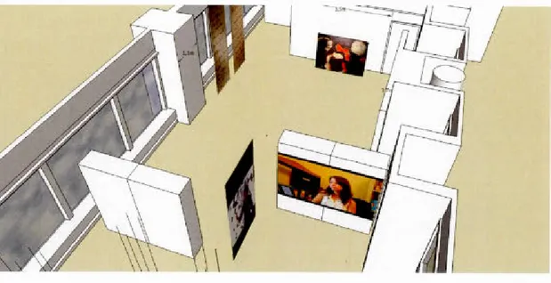 Figure 4 . 9  Modélisation de  l ' espace  du déracinement  à  la  galerie COEx , 