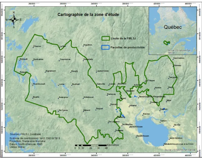 Figure 4: Carte montrant les limites de la zone d'étude. 