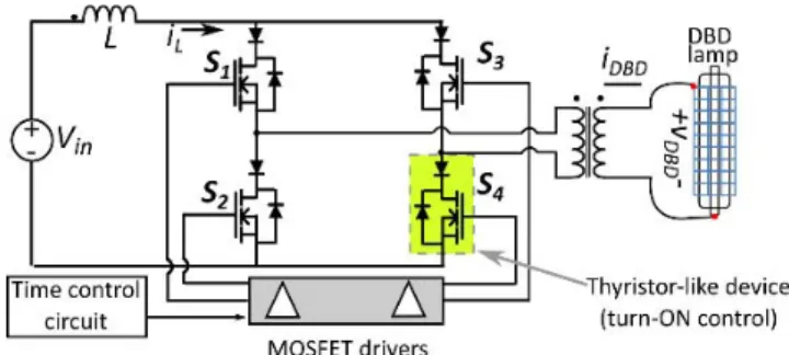 Fig. 7. Schematic of the circuit implementing the pulsed current, boost-based resonant converter.