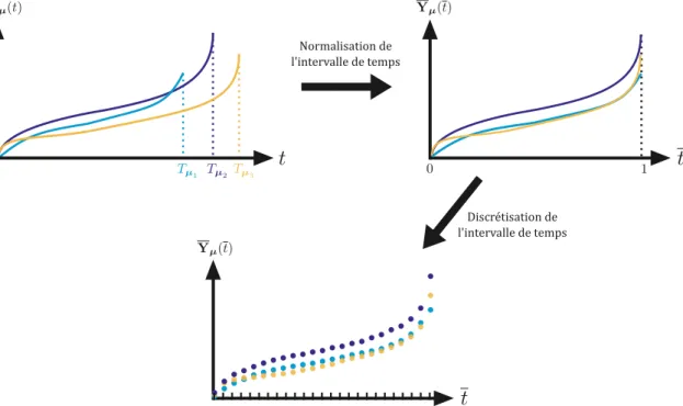 Figure VI.2 – Illustration de la normalisation et discrétisation temporelle.