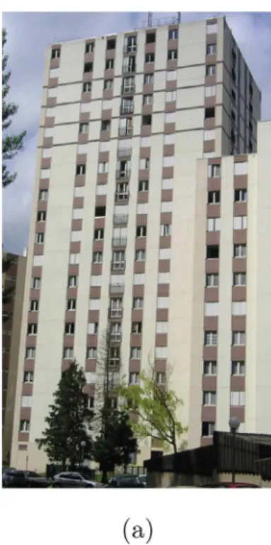 Fig. 3. Damaged building at the 8th ﬂoor by reduction of Young’s modulus. 18 measuring nodes are positioned equidistantly in the middle of each ﬂoor