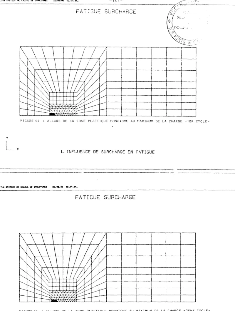 FIGURE 53 : ALLURE DE LA ZONE PLASTIQUE MONOTONE AU MAXIMUM DE LA CHARGE -2EME CYCLE-