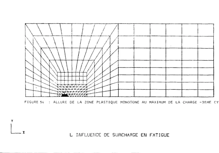 FIGURE  Si.  : ALLURE DE LA ZONE PLASTIQUE MONOTONE AU MAXIMUM DE LA CHARGE -3EME CYCLE-