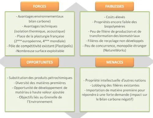 Figure 1 - 19. Analyse MOFF du développement des matériaux biosourcés en France [82]. 