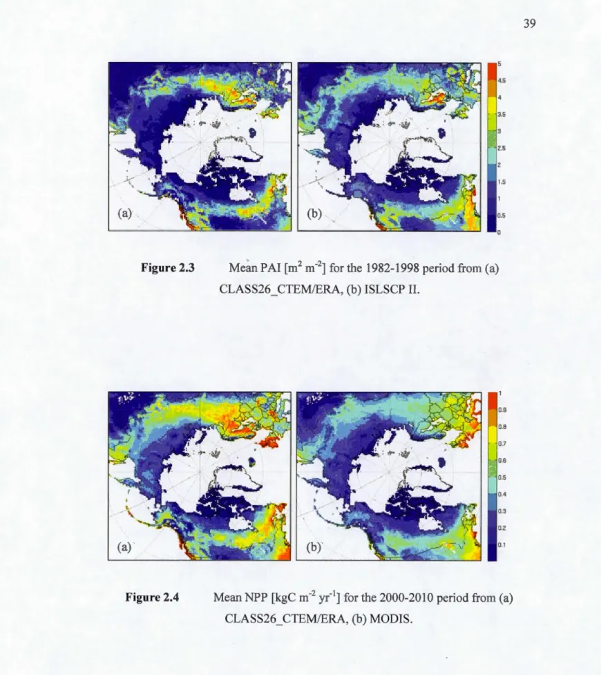 Figure  2.3  Me ~ n  PAl [m 2  m - 2 ]  for the  1982-1998 period from  (a) 