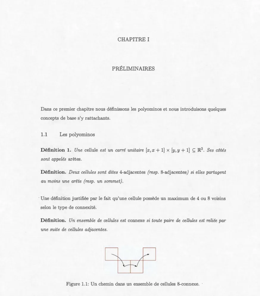 Figure  1.1:  Un c h emin  dans  un ensemb l e de  ce llul es  8 - connexe . 