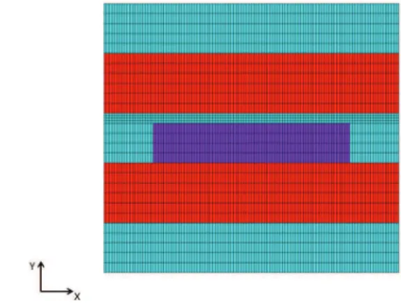 Fig. 5. Distribution of H t , along the interface (y = y 4 ) and in the plane parallel to (x Oy) on the middle of the z-axis, calculated iron side.