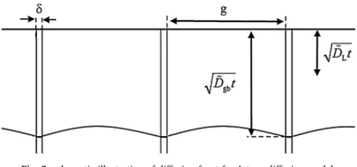Fig. 2. schematic illustration of diﬀusion front for A-type diﬀusion model.