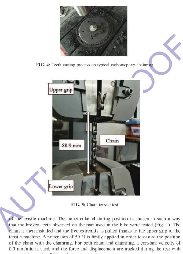 FIG. 4: Teeth cutting process on typical carbon/epoxy chainring