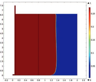 Figure 12: Isovalue of the porosity after 12 days (void for unity).