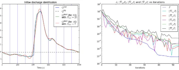 Figure 4.2. Discharge and roughness identification in the academic test case (IDFourier case)