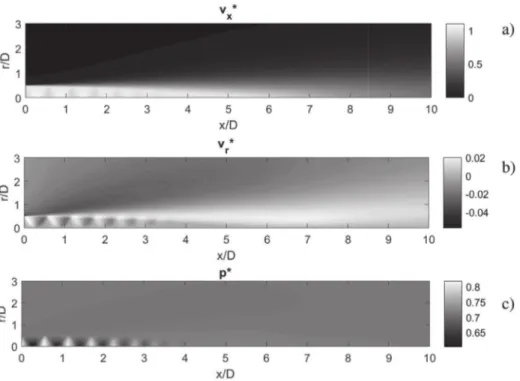 Fig.  3. CFD RANS simulations of the deterministic base case of the under-expanded jet in elsA 