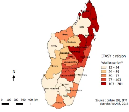 Figure 9 : Répartition de la population de volailles à Madagascar