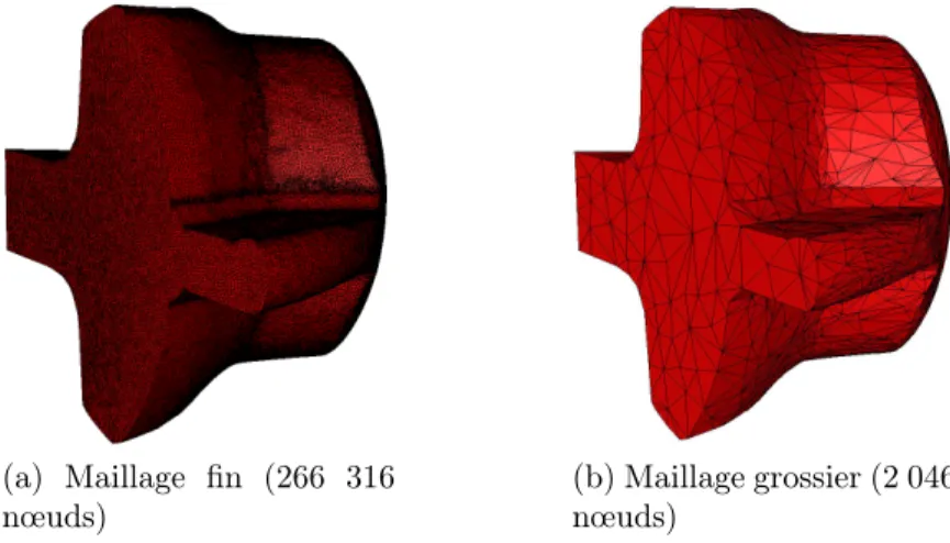 Figure 3.2 – Maillage initial (gauche) et maillage grossier (droite) obtenu par déraffinement