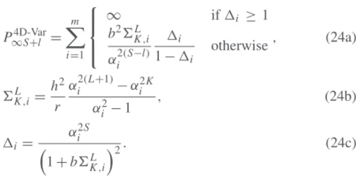 Figure 4 displays the asymptotic eMSEs of both algo- algo-rithms as a function of the lag for S = L = 5;