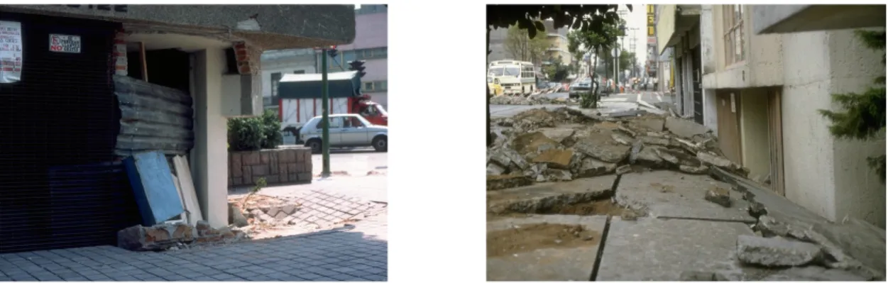 Figure 1.4 – Endommagements des structures au niveau de la fondation après le séisme de Guerrero- Guerrero-Michoacán (Mexique, 1985)