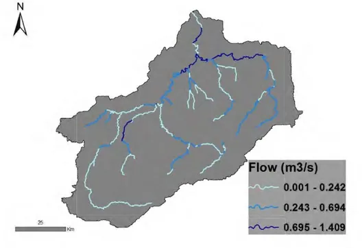 Figure 13. Moyenne interannuelle du débit pour chaque sous-bassin entre 2000 et 2013  (Zettam et al, 2017)