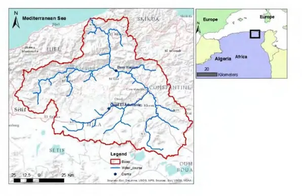 Figure 21. Localisation du bassin versant d’Oued el kbir-Rhumel et ses barrages. 