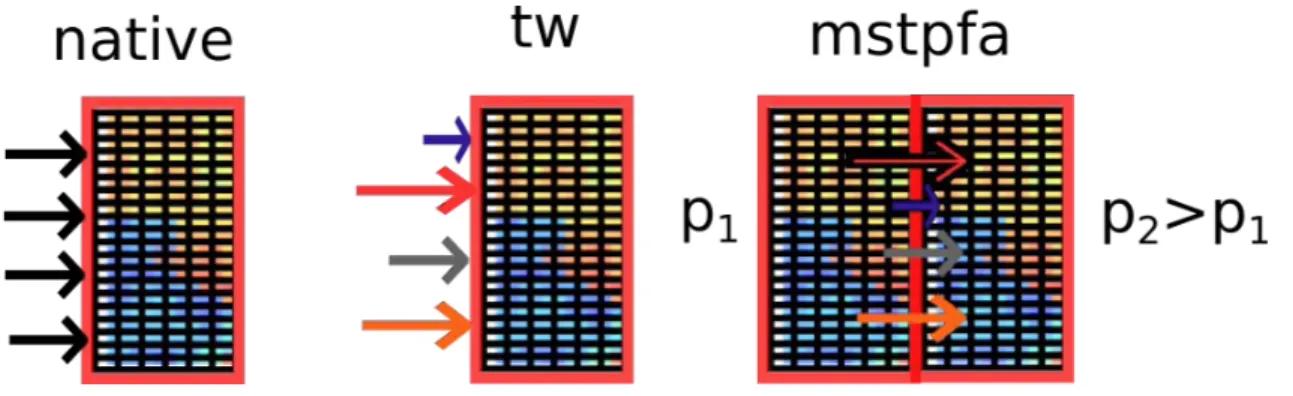 Figure 1.9: Illustration of different weighting schemes (native, tw, mstpfa)