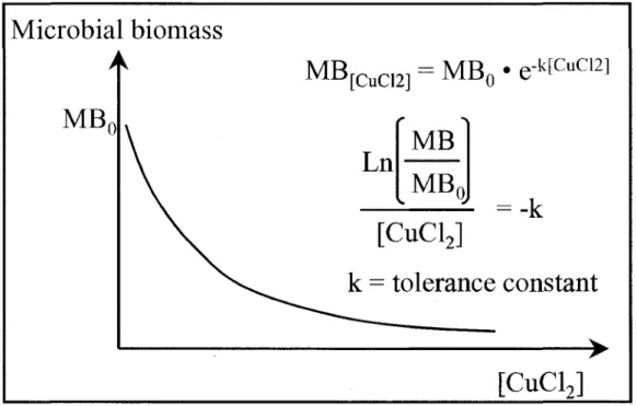 Fig. 1: Theoretical Relationship between soil microbial biomass (MB) and C11CI2  concentration