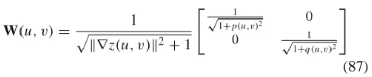 Figure 10 shows that the 3D-reconstruction obtained by anisotropic diffusion outperforms that obtained by least square: discontinuities are partially recovered, and  robust-ness to noise is improved (see Fig