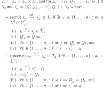 Fig. 4 A trace of the asynchronous system on the projected peers of
